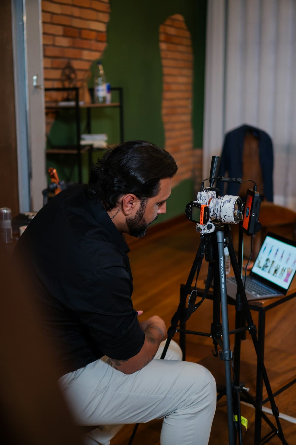 Creator shooting content with a professional camera