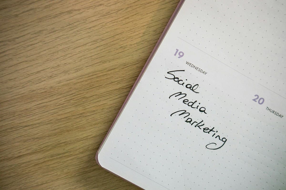 Social media planner on a desk